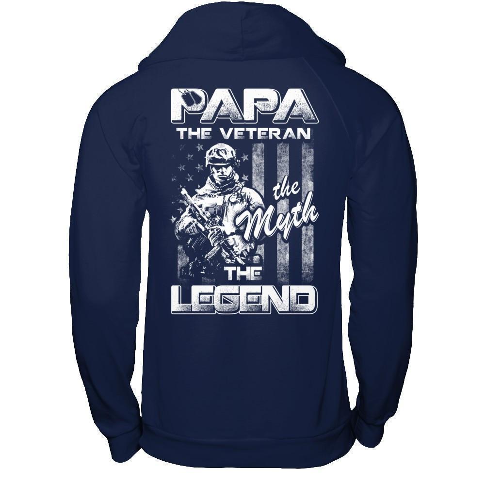 Papa The Veteran The Myth The Legend-T-Shirt & Hoodie-Pullover Hoodie-Navy