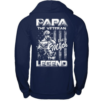 Papa The Veteran The Myth The Legend-T-Shirt & Hoodie-Pullover Hoodie-Navy