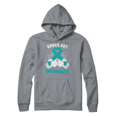 Boxing knock out Ovarian Cancer Awareness Support-T-Shirt & Hoodie-Pullover Hoodie-Light Steel