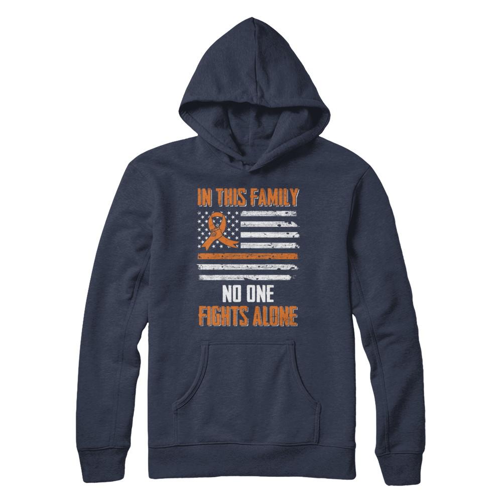 In This Family No One Fights Alone Multiple Sclerosis-T-Shirt & Hoodie-Pullover Hoodie-Navy