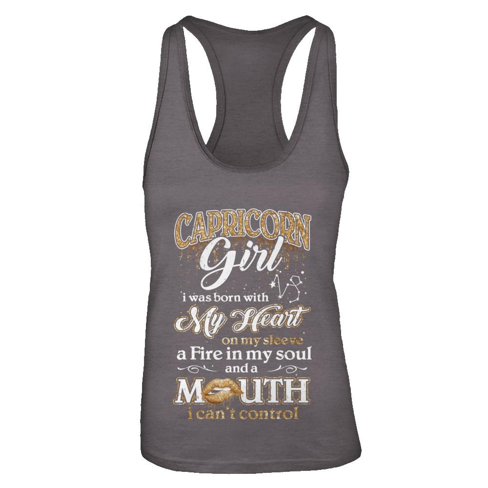 I'm A Capricorn Girl Lipstick December January Funny Zodiac Birthday-T-Shirt & Tank Top-Women's Ideal Racerback Tank-Dark Grey