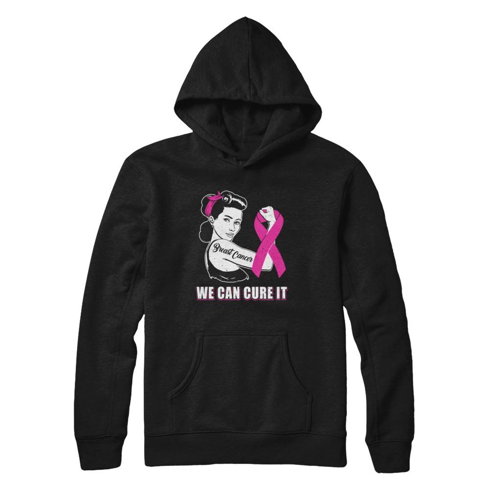 Breast Cancer Awareness Survivor We Can Cure It-T-Shirt & Hoodie-Pullover Hoodie-Black