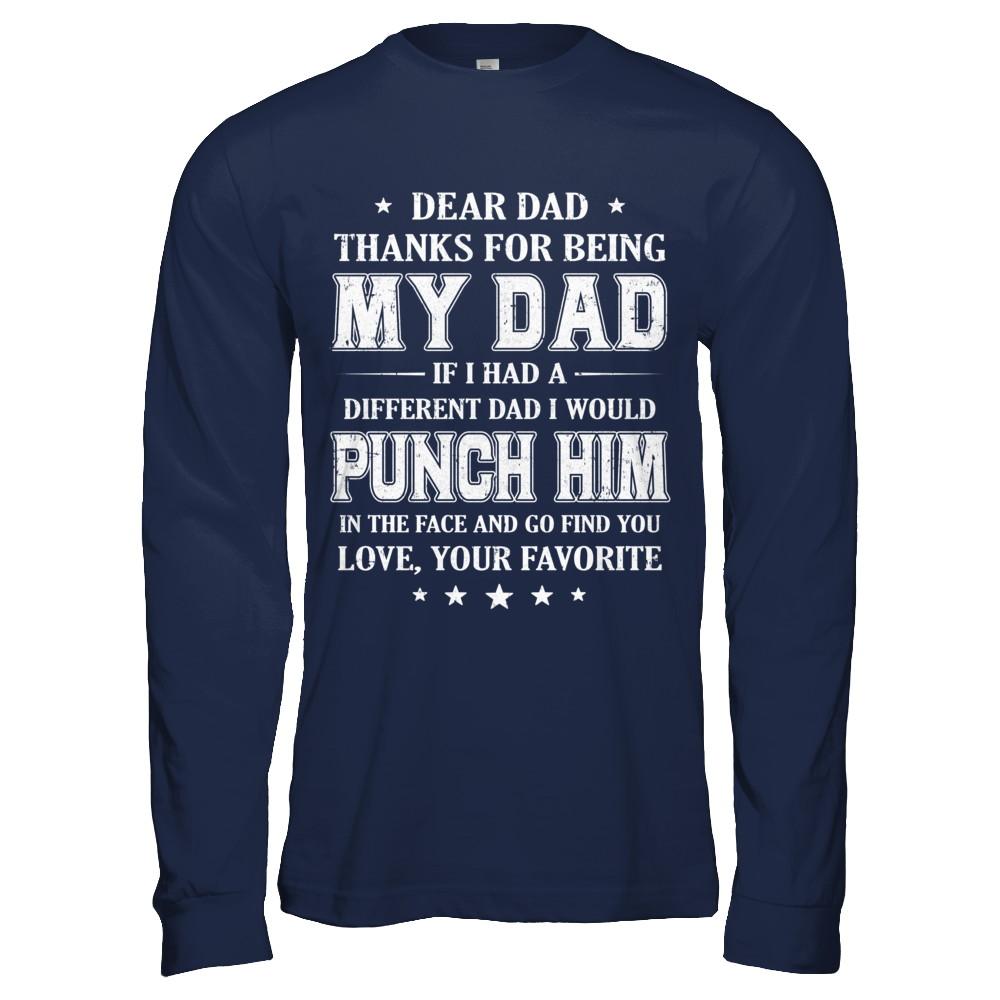 Dear Dad Thanks For Being My Dad Fathers Day-T-Shirt & Hoodie-Long Sleeve T-Shirt-Navy