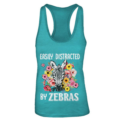 Easily Distracted By Zebras-T-Shirt & Tank Top-Women's Ideal Racerback Tank-Tahiti Blue