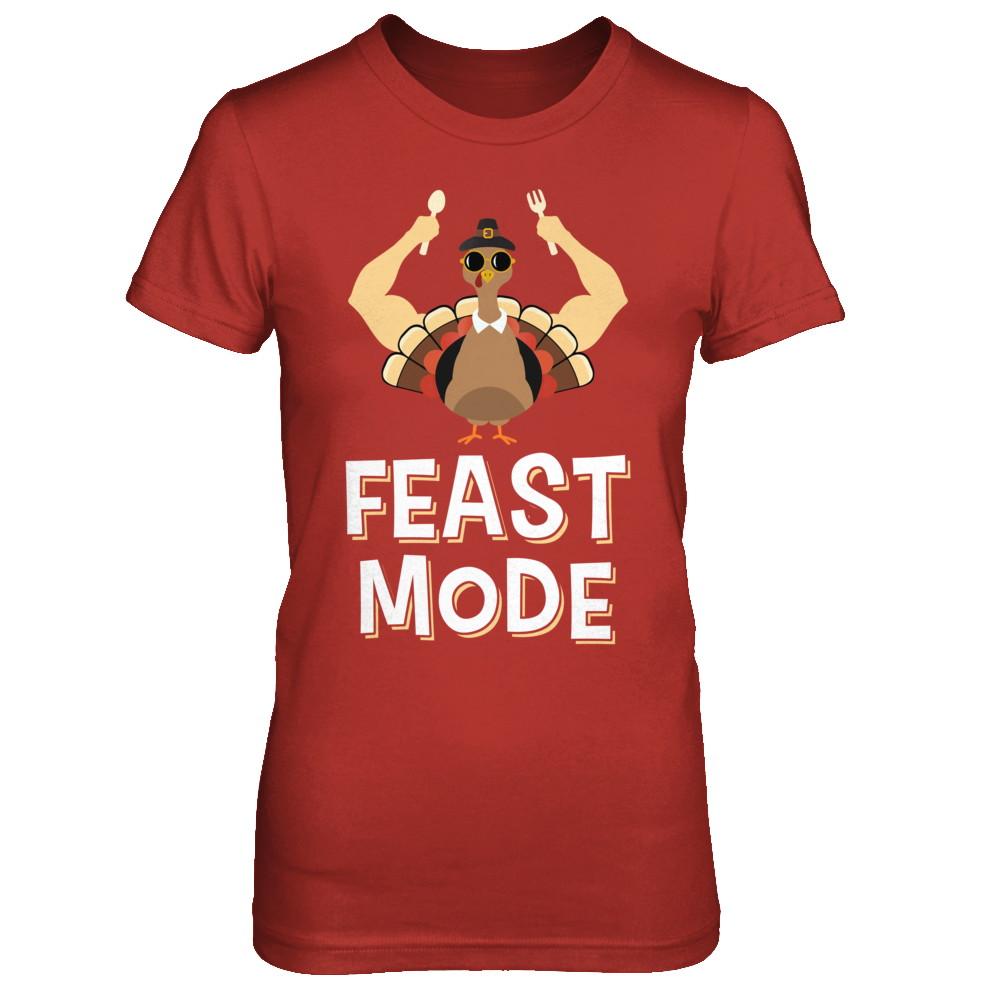 Feast Mode Food Funny Turkey Thanksgiving Day-T-Shirt & Sweatshirt-Women's T-Shirt-Red