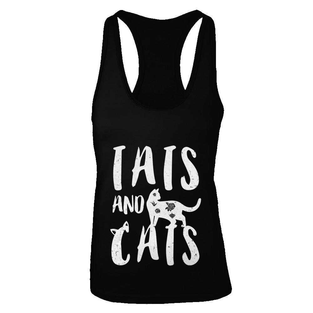 Funny Cat Tats Cat Tattoos Lover-T-Shirt & Tank Top-Women's Ideal Racerback Tank-Black