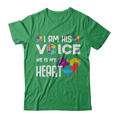 Autism Awareness I Am His Voice He Is My Heart Autism Mom-T-Shirt & Hoodie-Premium T-Shirt-Kelly Green