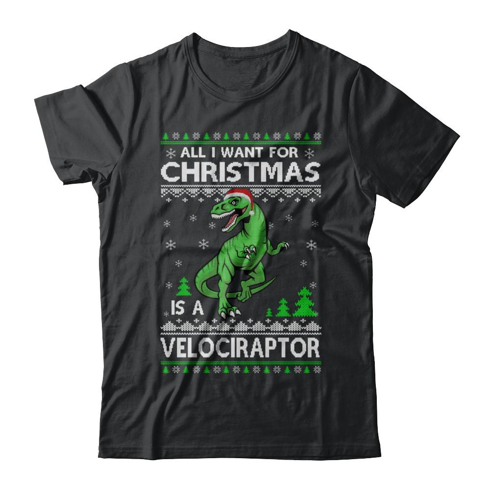 Funny Velociraptor Dinosaur Christmas Ugly Sweater