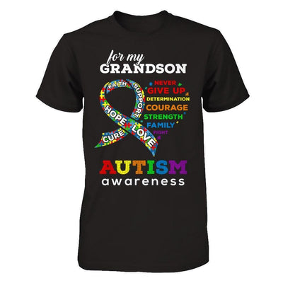 Autism Awareness For My Grandson Love Hope Faith Cure Support-T-Shirt & Hoodie-Premium T-Shirt-Black
