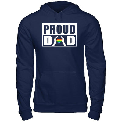 Proud Dad Lgbt Gay Lesbian Pride-T-Shirt & Hoodie-Pullover Hoodie-Navy