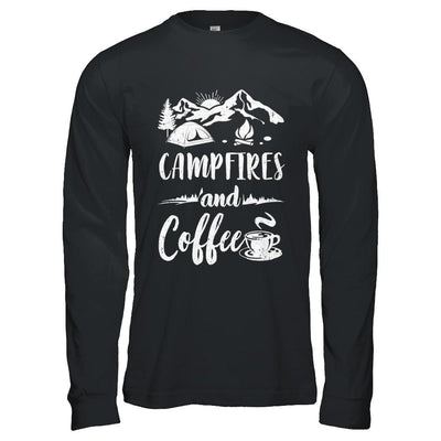 Coffee And Campfires Funny Camping Gifts-T-Shirt & Hoodie-Long Sleeve T-Shirt-Black