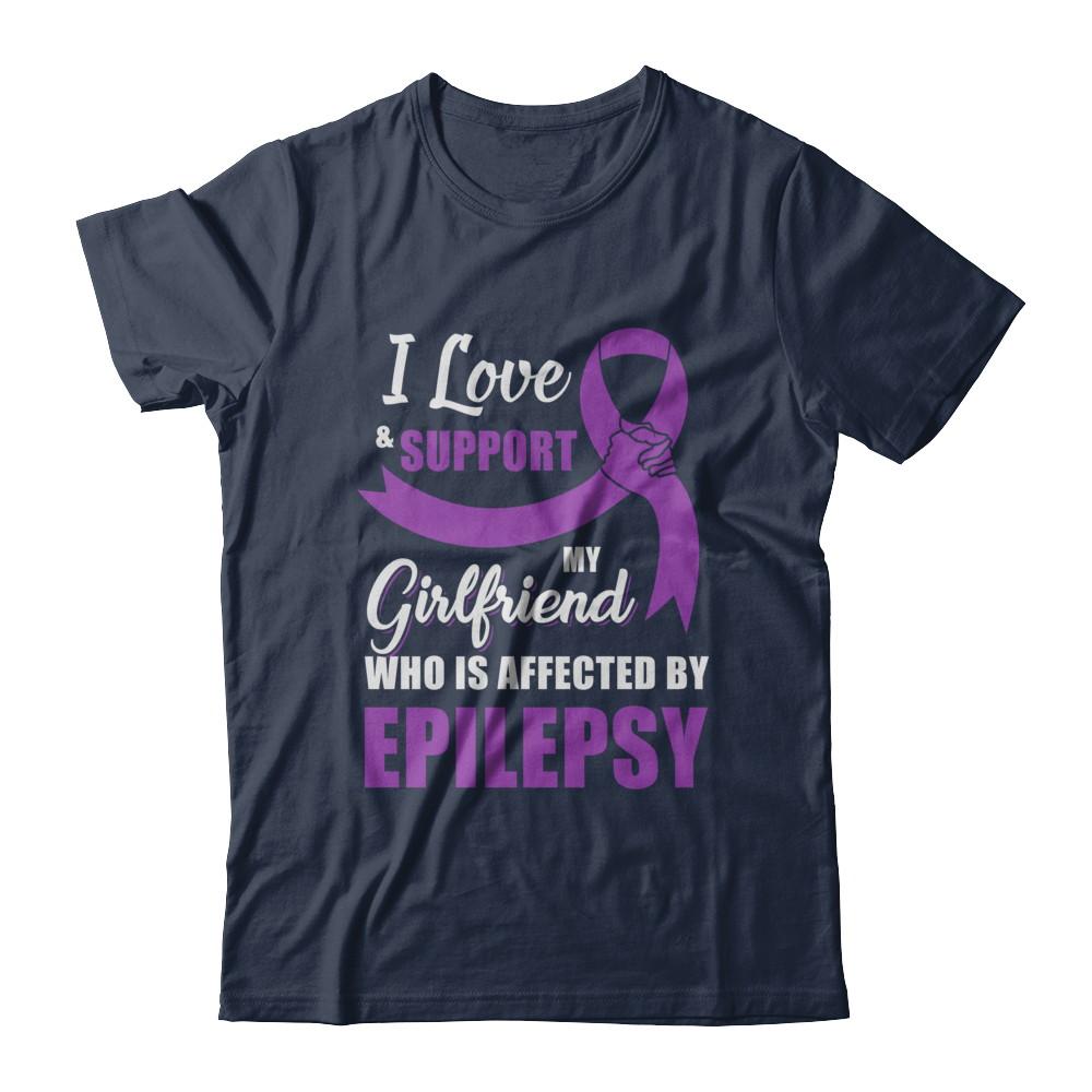 Epilepsy Awareness Support Purple Girlfriend Boyfriend-T-Shirt & Hoodie-Classic T-Shirt-Navy