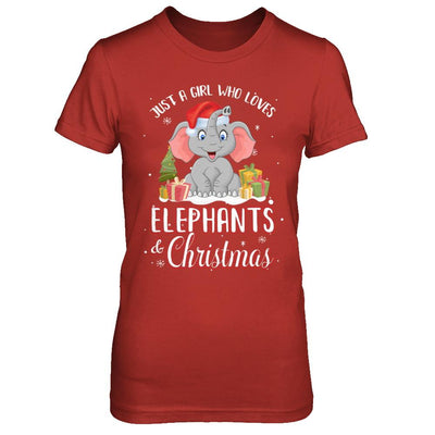 Just A Girl Who Loves Elephants And Christmas-T-Shirt & Sweatshirt-Women's T-Shirt-Red