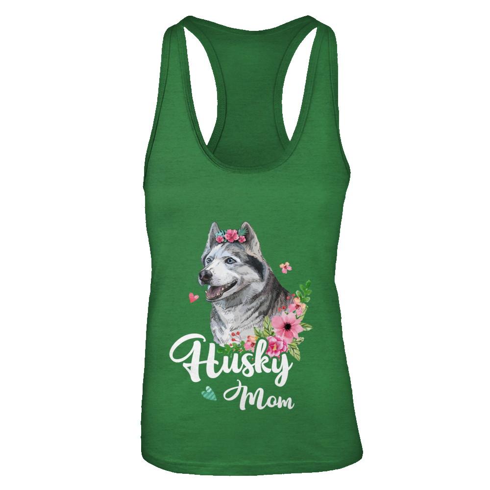 Husky Mom Funny Dog Mom Gift Idea-T-Shirt & Tank Top-Women's Ideal Racerback Tank-Kelly Green