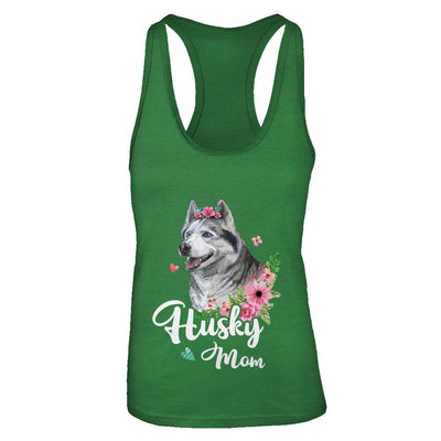 Husky Mom Funny Dog Mom Gift Idea-T-Shirt & Tank Top-Women's Ideal Racerback Tank-Kelly Green