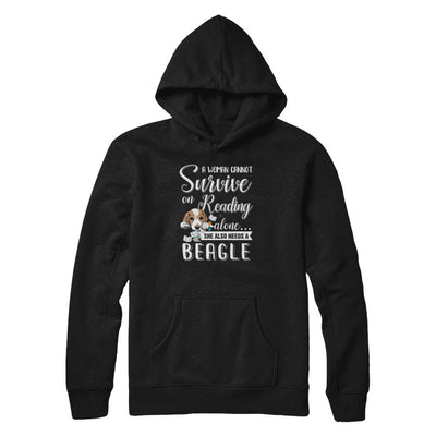 A Woman Cannot Survive On Reading Alone Beagle-T-Shirt & Tank Top-Pullover Hoodie-Black