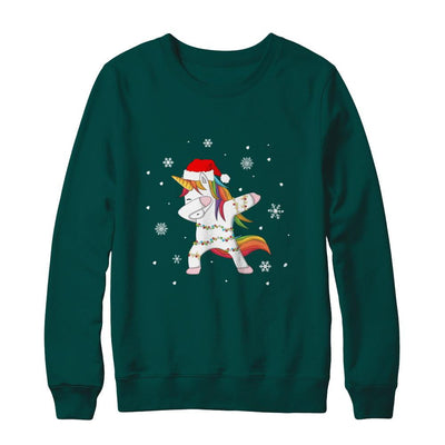 Dabbing Unicorn Ugly Christmas Sweater Girls-T-Shirt & Sweatshirt-Crewneck Sweatshirt-Deep Forest