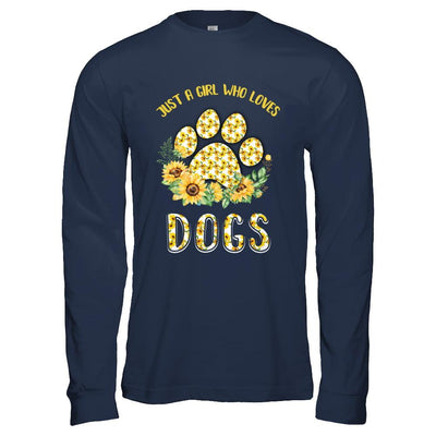 Just A Girl Who Loves Dogs And Sunflowers-T-Shirt & Hoodie-Long Sleeve T-Shirt-Navy
