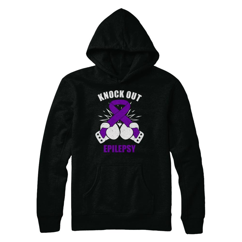 Boxing knock out Epilepsy Awareness Support-T-Shirt & Hoodie-Pullover Hoodie-Black