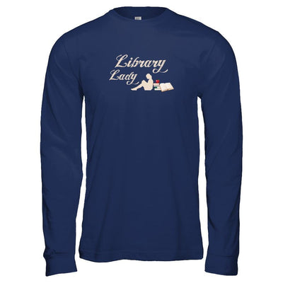 Library Lady Read Book Lover-T-Shirt & Tank Top-Long Sleeve T-Shirt-Navy