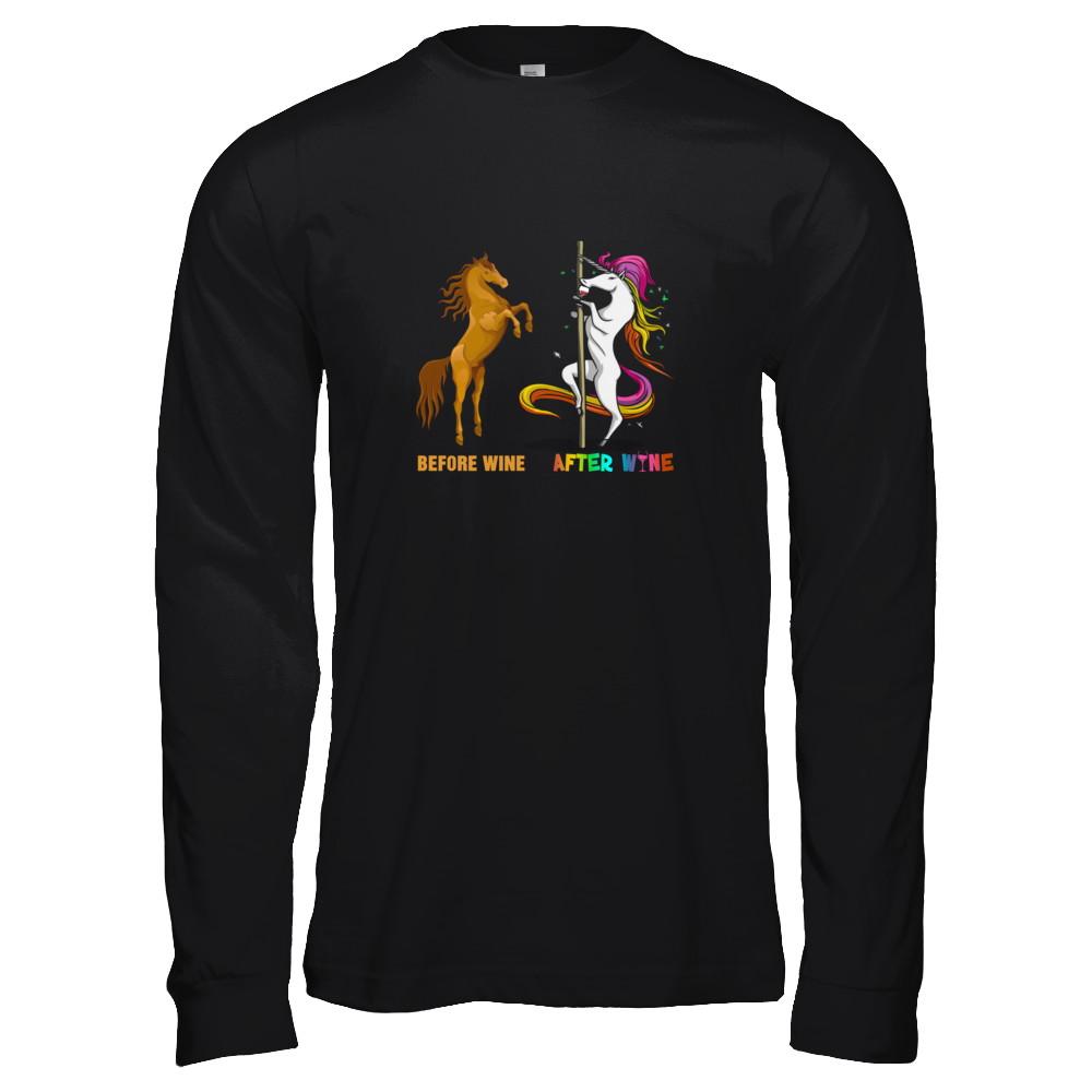 Before Wine After Wine Unicorn-T-Shirt & Tank Top-Long Sleeve T-Shirt-Black