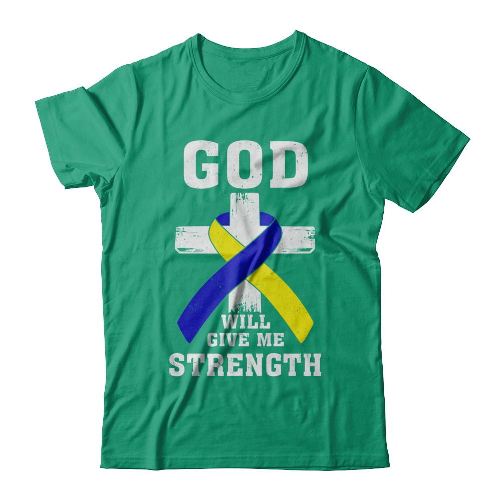 God Will Give Me Strength Down Syndrome Ribbon Gift-T-Shirt & Hoodie-Classic T-Shirt-Kelly Green