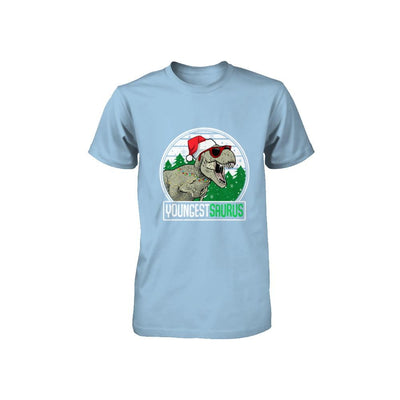 Youngestsaurus Youngest Dinosaur T-Rex Family Christmas Youth-Youth Shirt-Toddler T-Shirt-Light Blue