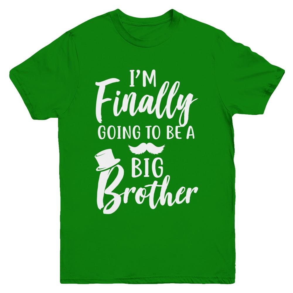 Cute I Am Finally Going To Be A Big Brother Youth-Youth Shirt-Youth T-Shirt-Irish Green