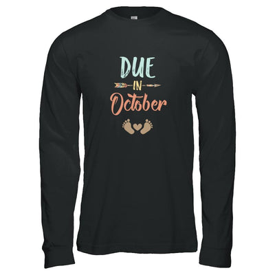 Due Date October 2021 Announcement Mommy Bump Pregnancy-T-Shirt & Tank Top-Long Sleeve T-Shirt-Black
