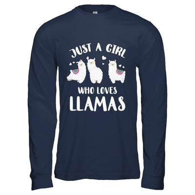 Just A Girl Who Loves Llamas-T-Shirt & Hoodie-Long Sleeve T-Shirt-Navy