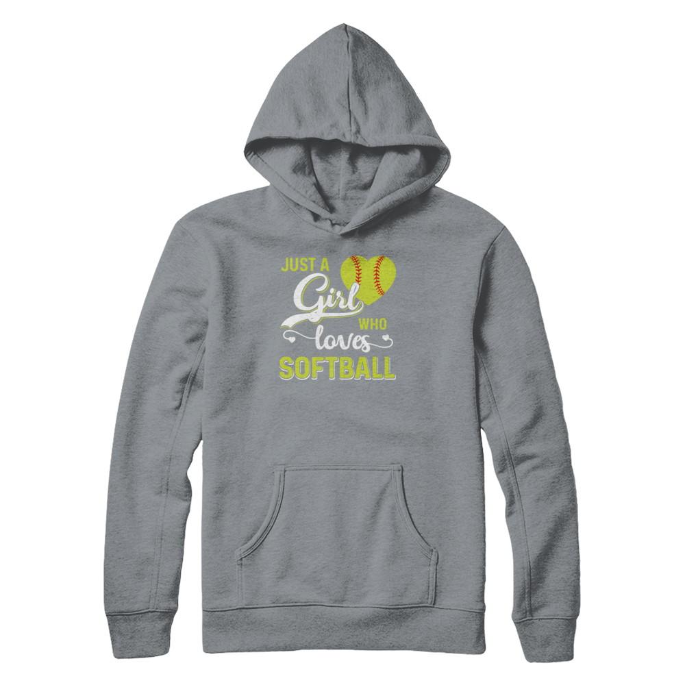 Just A Girl Who Loves Softball-T-Shirt & Tank Top-Pullover Hoodie-Light Steel