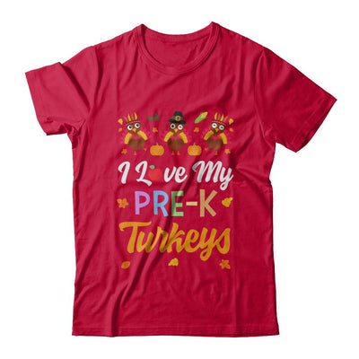 I Love My Pre-K Turkeys Pumpkin Student School Teacher-T-Shirt & Sweatshirt-Classic T-Shirt-Red