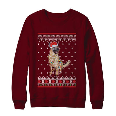 German Shepherd Christmas Ugly Sweater Lights Dog Xmas Gift-T-Shirt & Sweatshirt-Crewneck Sweatshirt-Maroon