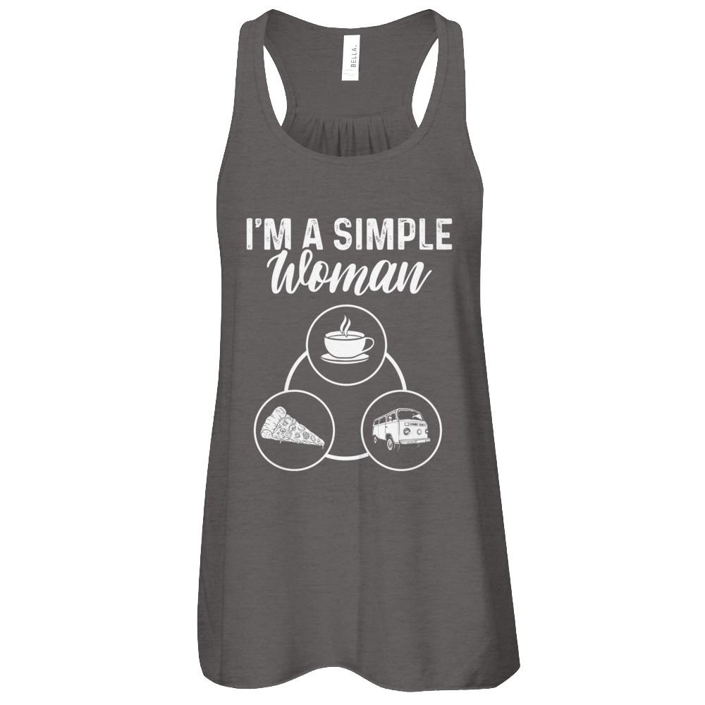 I'm A Simple Woman Coffee Pizza Camping-T-Shirt & Tank Top-