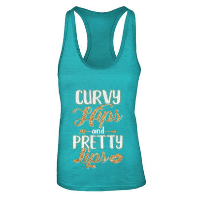 Black Woman Curvy Hips And Pretty Lips-T-Shirt & Tank Top-Women's Ideal Racerback Tank-Tahiti Blue