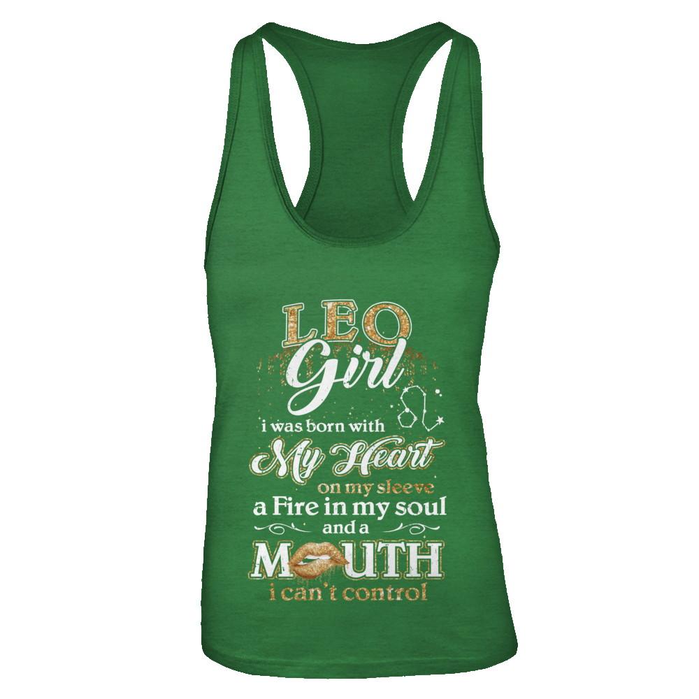 I'm A Leo Girl Lipstick July August Funny Zodiac Birthday-T-Shirt & Tank Top-Women's Ideal Racerback Tank-Kelly Green