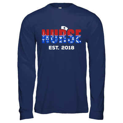 Nurses Est 2018 Graduation-T-Shirt & Hoodie-Long Sleeve T-Shirt-Navy