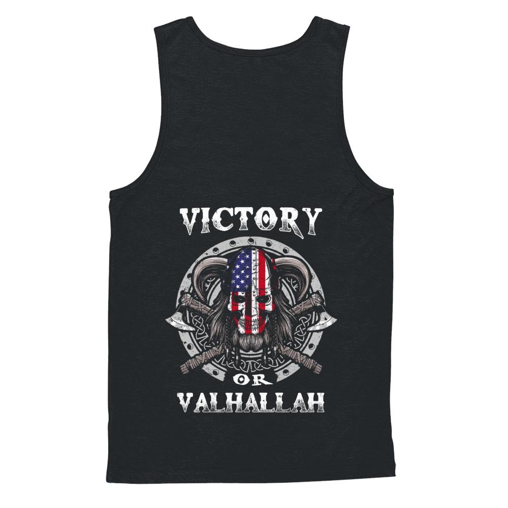 American US Flag Victory or Valhalla Viking-T-Shirt & Hoodie-Unisex Tank-Black