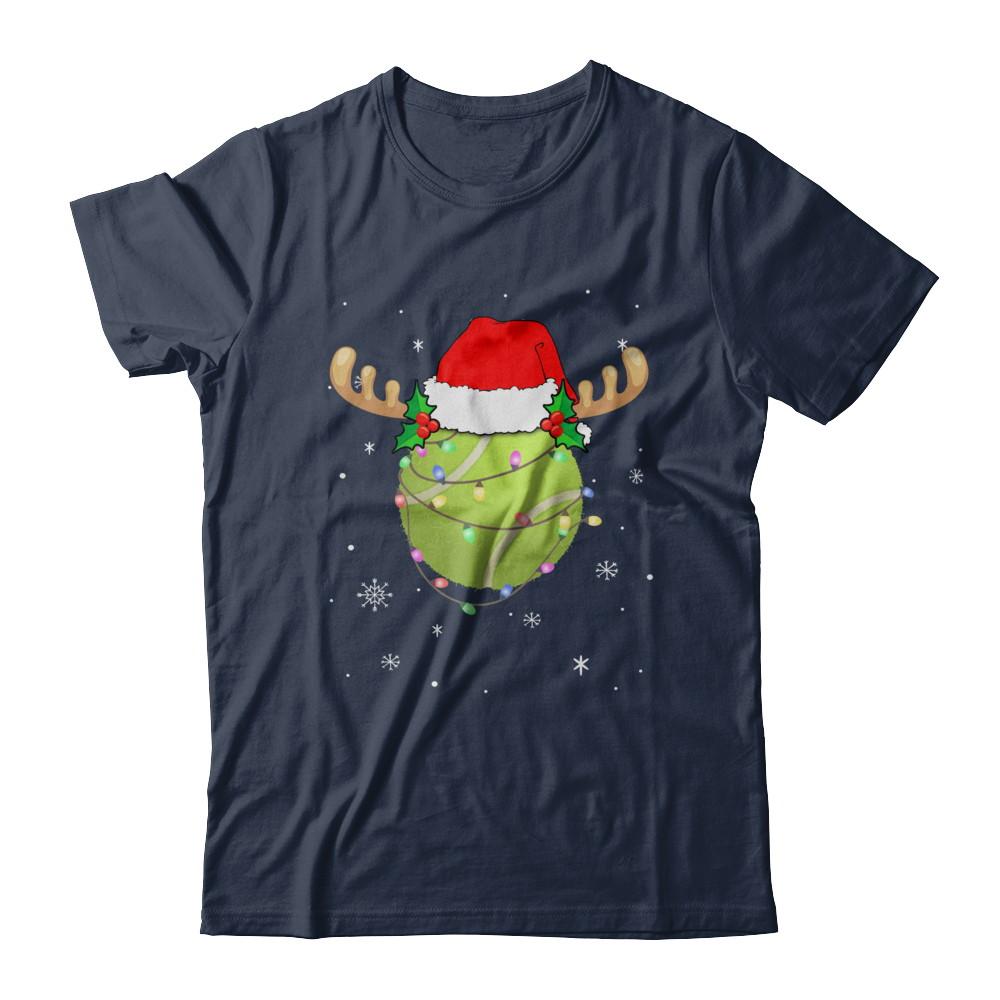 Santa Hat Tennis Reindeer Christmas Gifts-T-Shirt & Sweatshirt-Classic T-Shirt-Navy
