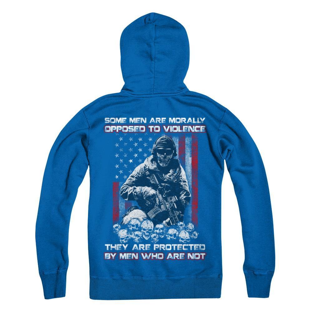 Veteran Men Opposed To Violence They Are Protected By Men Who Are Not-T-Shirt & Hoodie-Pullover Hoodie-Royal
