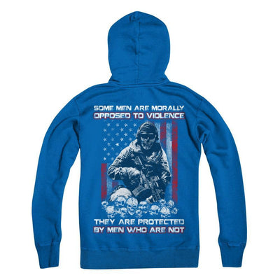 Veteran Men Opposed To Violence They Are Protected By Men Who Are Not-T-Shirt & Hoodie-Pullover Hoodie-Royal