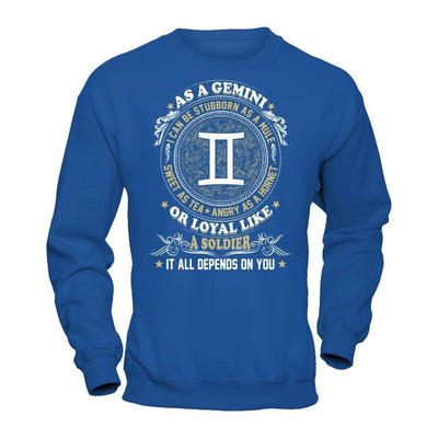 As A Gemini I Can Be Stubborn As A Mule-T-Shirt & Hoodie-Crewneck Sweatshirt-Royal