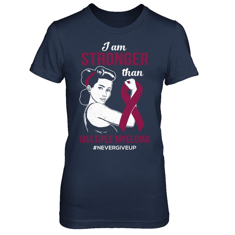 I Am Stronger Than Multiple Myeloma Awareness Support-T-Shirt & Hoodie-Women's T-Shirt-Navy