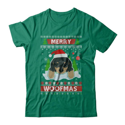 Dachshund Merry Woofmas Ugly Christmas Sweater-T-Shirt & Sweatshirt-Classic T-Shirt-Kelly Green