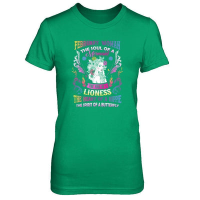 February Woman The Soul Of A Mermaid Birthday-T-Shirt & Tank Top-Women's T-Shirt-Irish Green