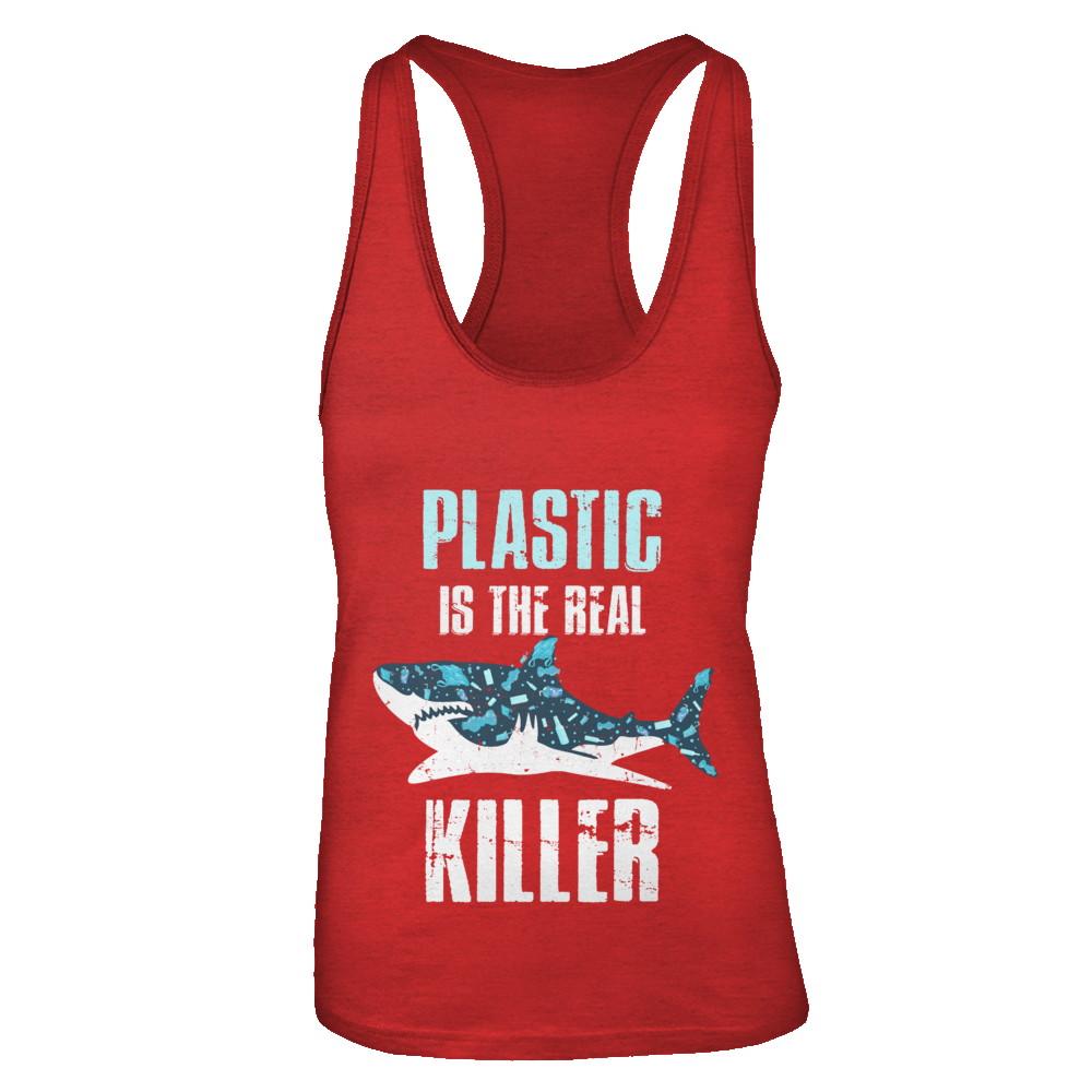 Plastic Is The Real Killer Save Ocean Quote-T-Shirt & Tank Top-Women's Ideal Racerback Tank-Red