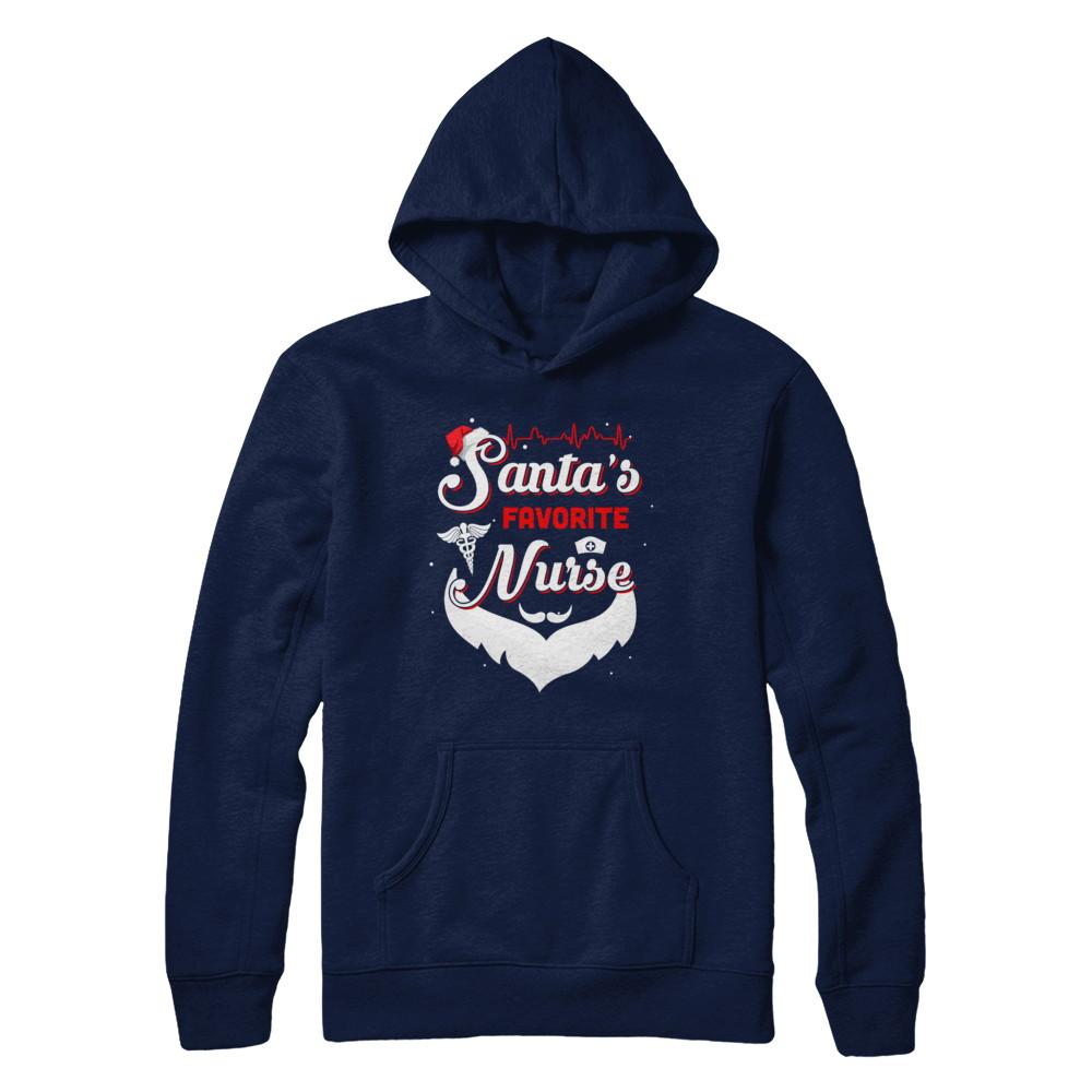 Nursing Santa's Favorite Nurse Christmas-T-Shirt & Hoodie-Pullover Hoodie-Navy