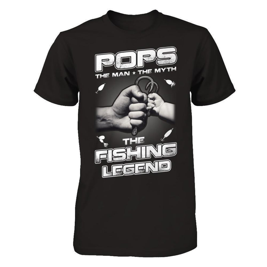 Pops The Man The Myth The Fishing Legend-T-Shirt & Hoodie-Classic T-Shirt-Black