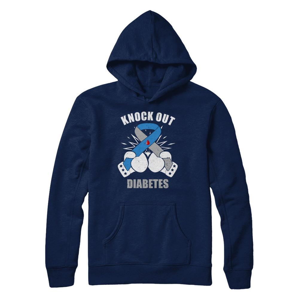 Boxing Knock Out Diabetes Awareness Support-T-Shirt & Hoodie-Pullover Hoodie-Navy