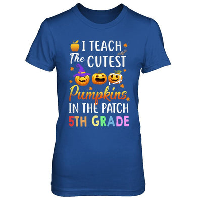 I Teach The Cutest Pumpkins In The Patch 5th Grade Halloween-T-Shirt & Hoodie-Women's T-Shirt-Royal